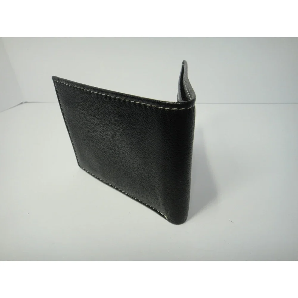 Timberland Men's Black Pebbled Genuine Leather Bifold Wallet with ID Window EUC